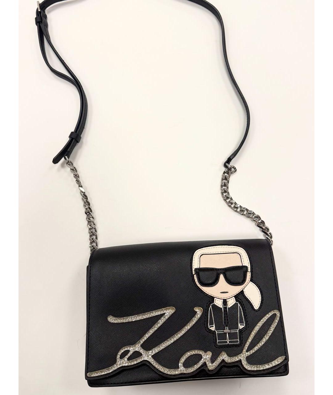 KARL LAGERFELD Черная сумка через плечо из искусственной кожи, фото 5