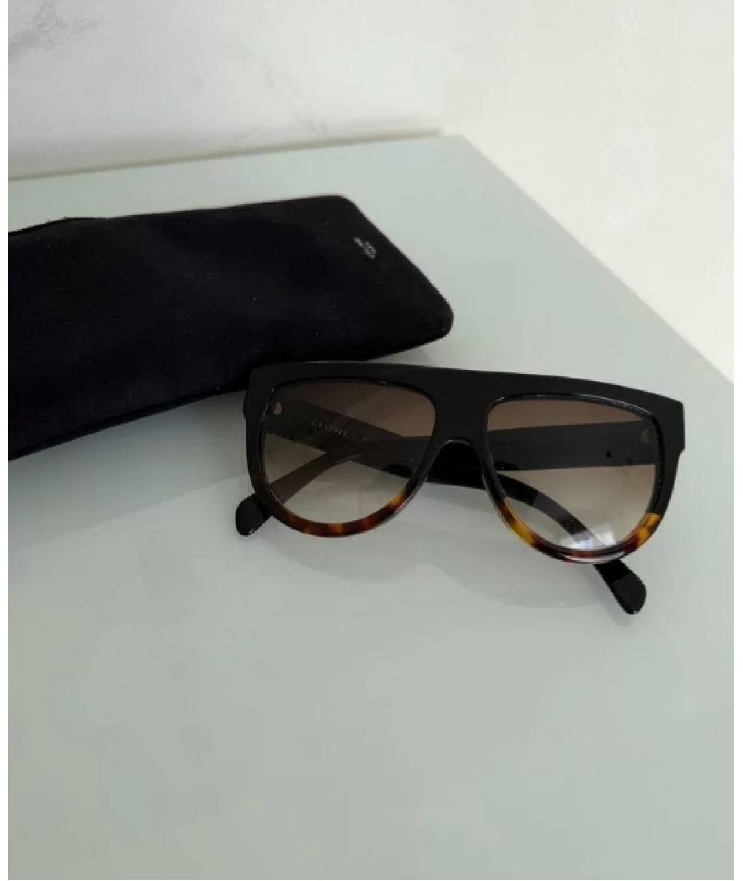 CELINE Коричневые пластиковые солнцезащитные очки, фото 2