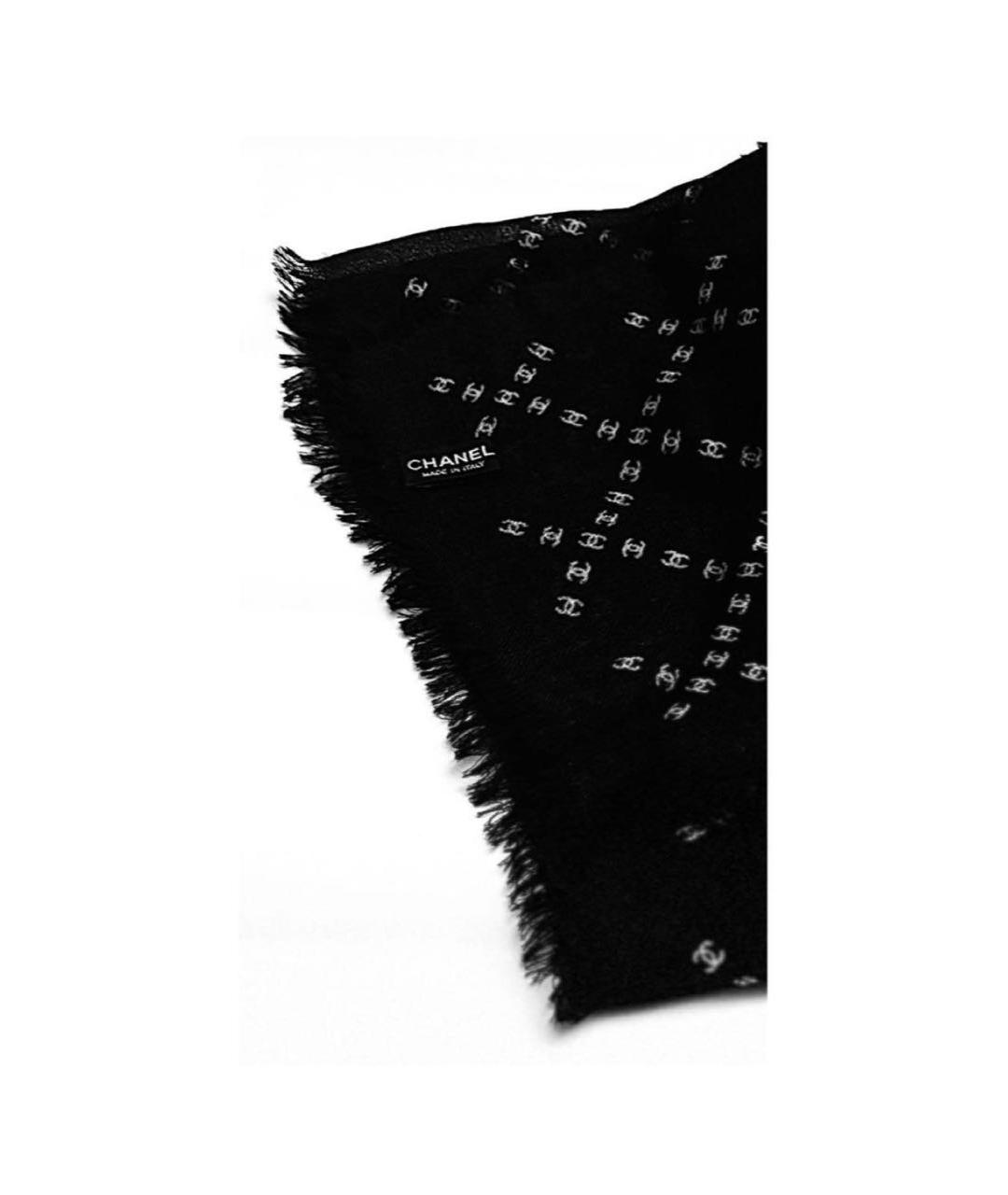 CHANEL Черный кашемировый платок, фото 4