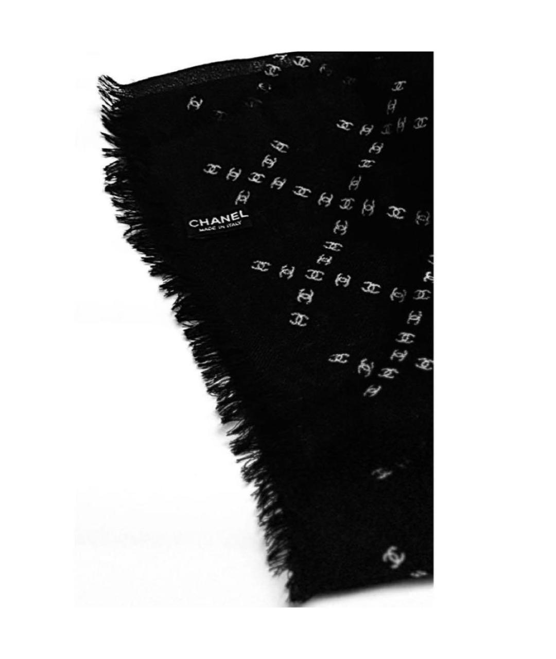 CHANEL Черный кашемировый платок, фото 2