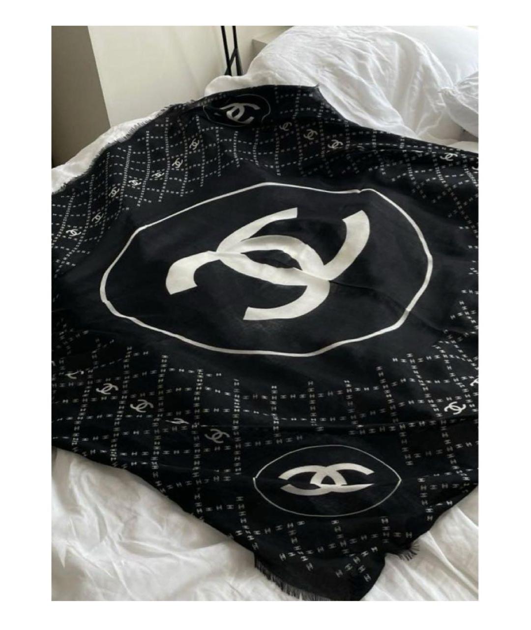 CHANEL Черный кашемировый шарф, фото 3