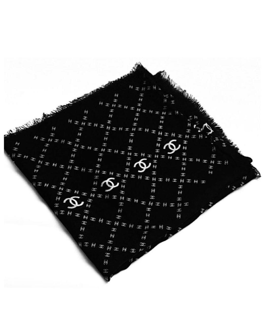 CHANEL Черный кашемировый шарф, фото 6