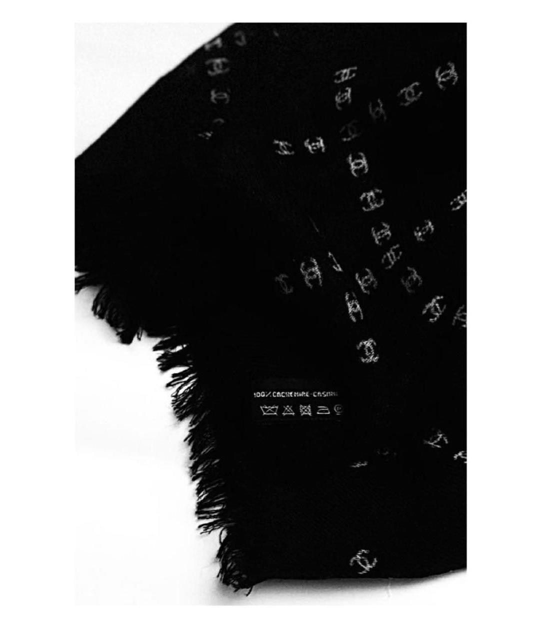 CHANEL Черный кашемировый шарф, фото 5