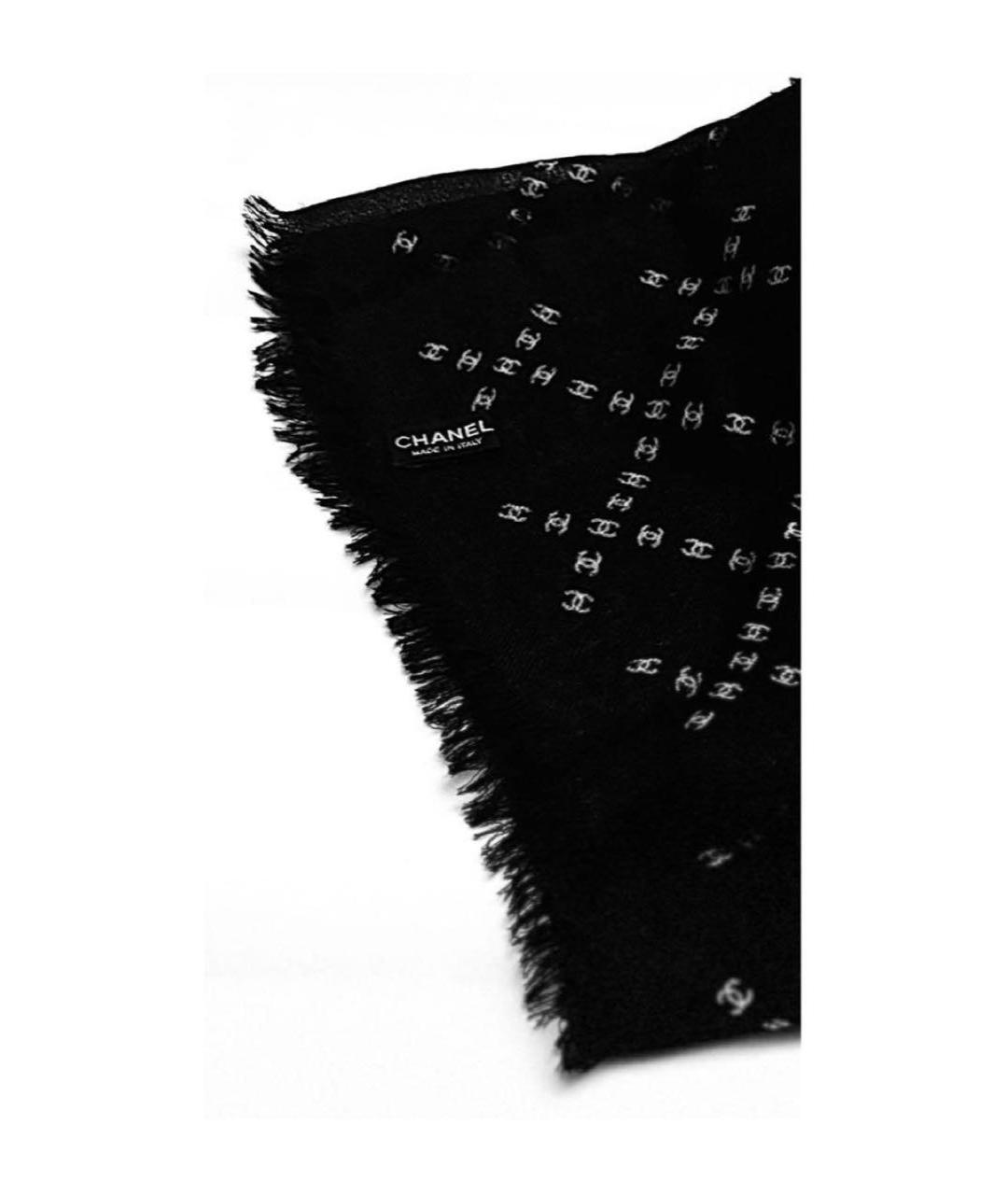 CHANEL Черный кашемировый шарф, фото 4