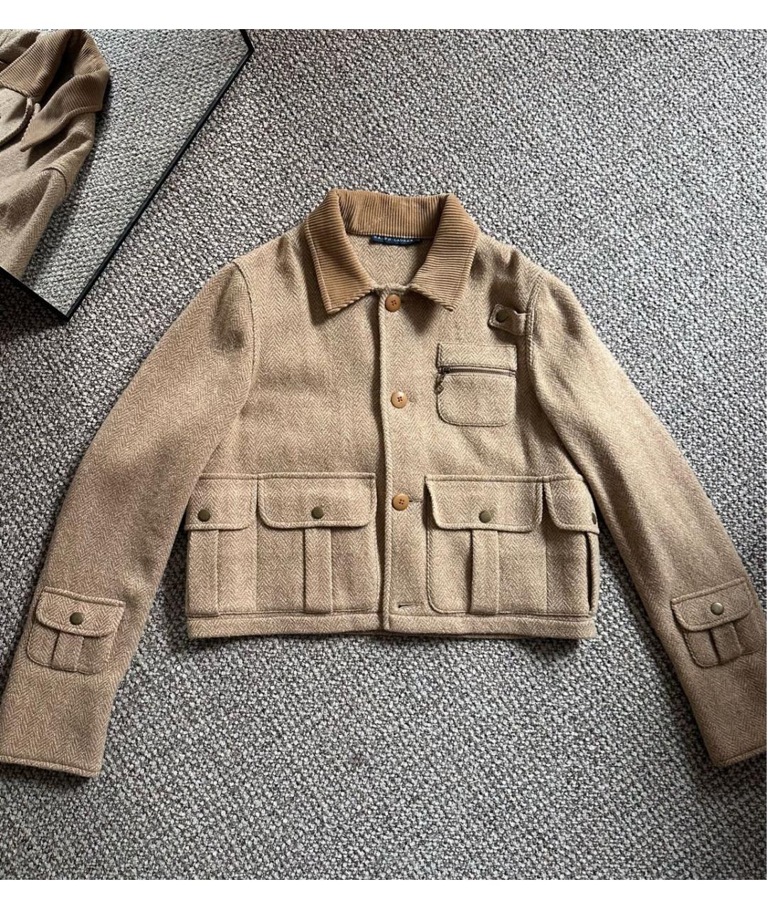 RALPH LAUREN Бежевый шерстяной жакет/пиджак, фото 7