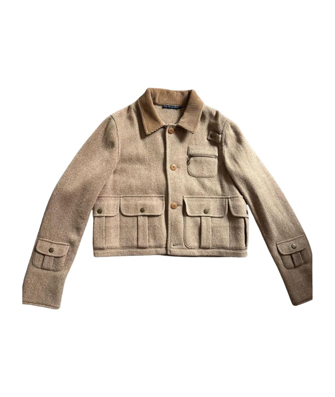 RALPH LAUREN Бежевый шерстяной жакет/пиджак, фото 1