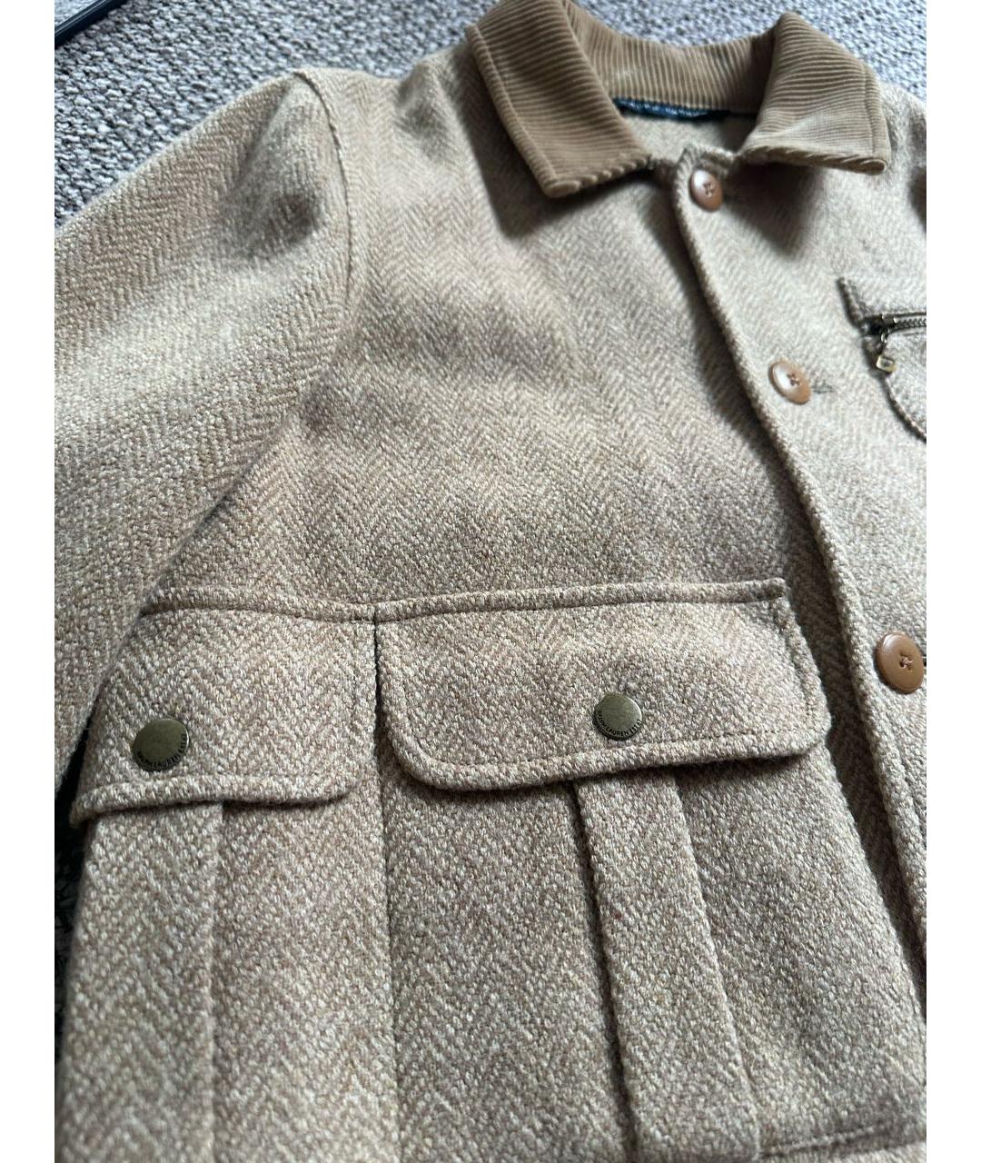 RALPH LAUREN Бежевый шерстяной жакет/пиджак, фото 3