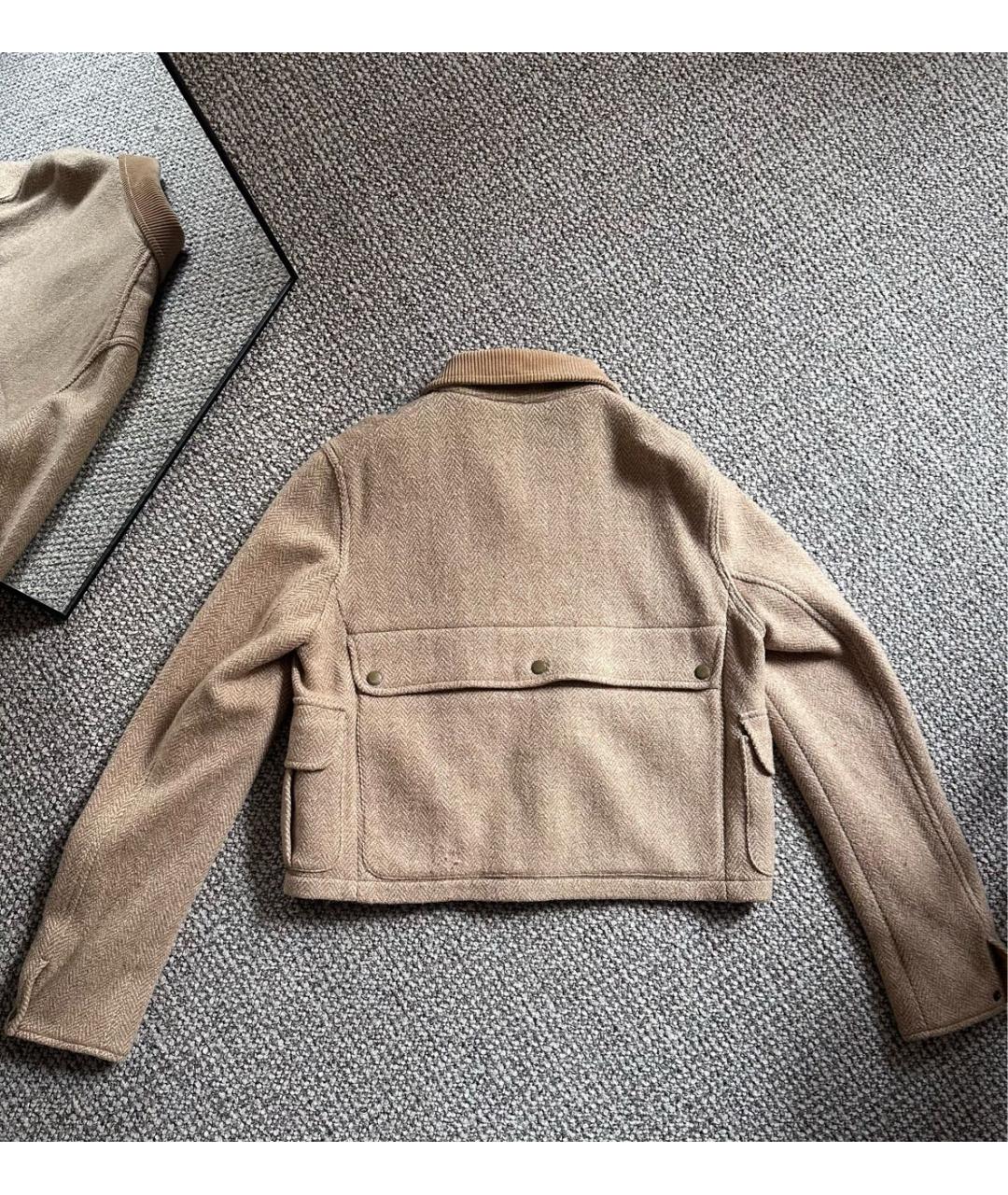 RALPH LAUREN Бежевый шерстяной жакет/пиджак, фото 4