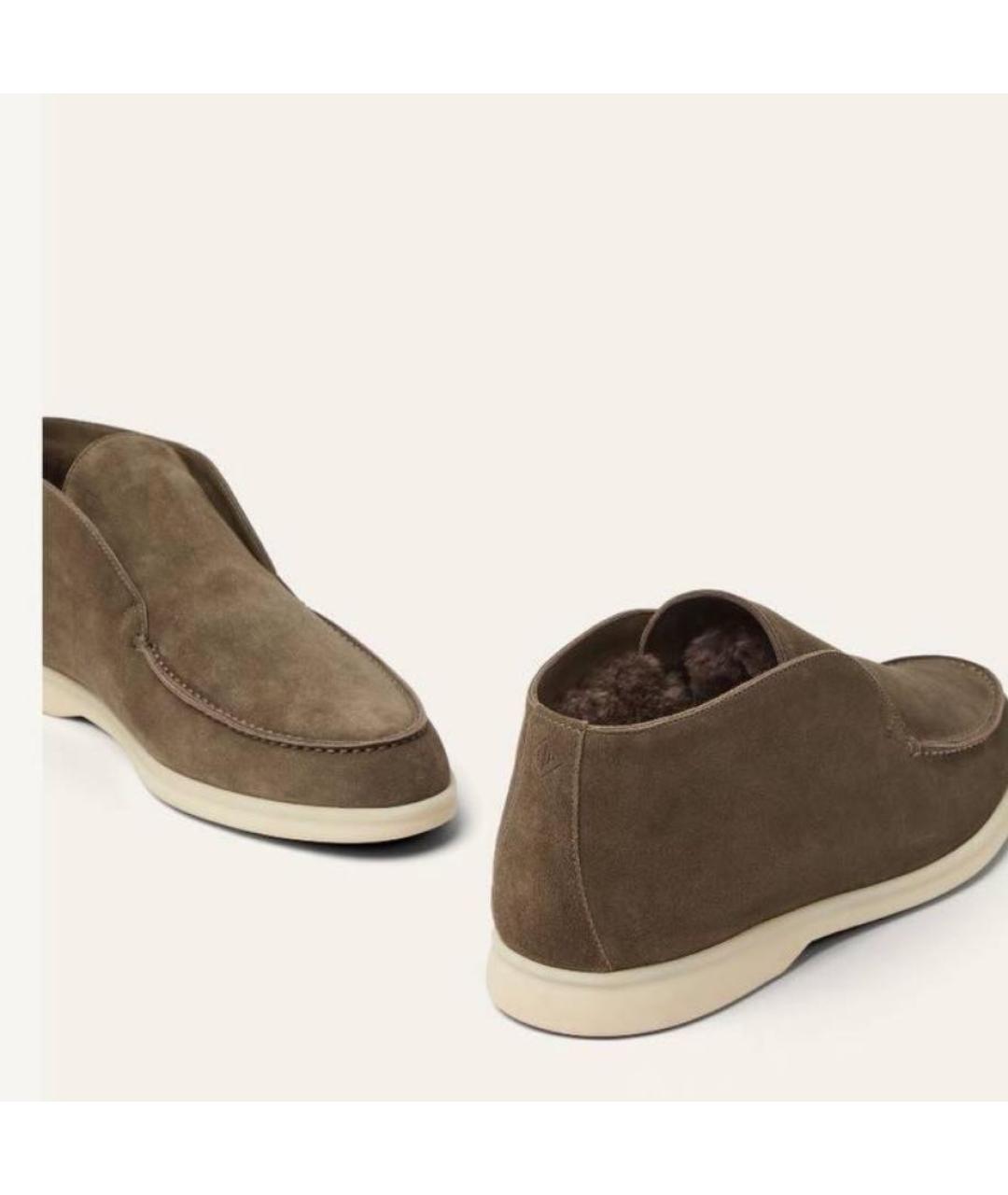 LORO PIANA Коричневые замшевые лоферы, фото 4