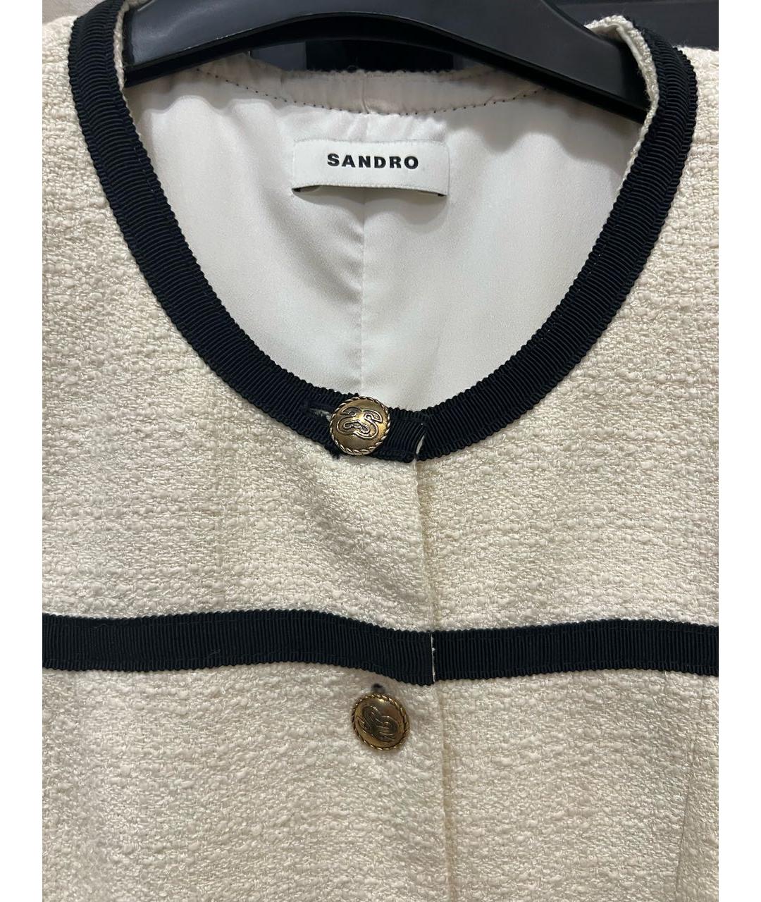 SANDRO Белое твидовое повседневное платье, фото 2