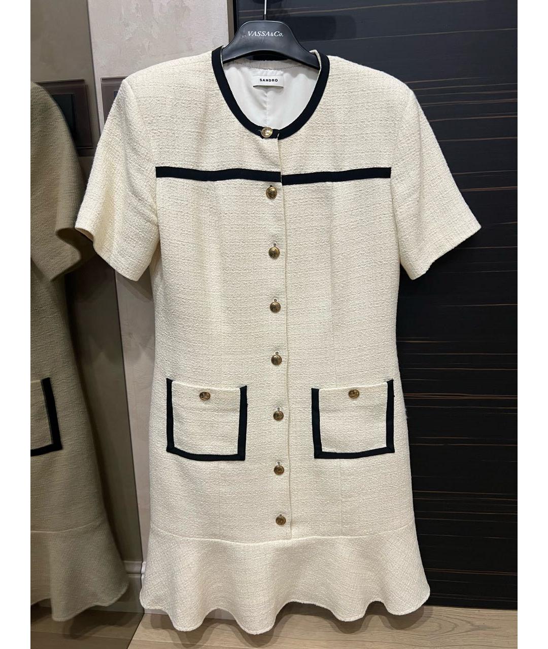 SANDRO Белое твидовое повседневное платье, фото 5