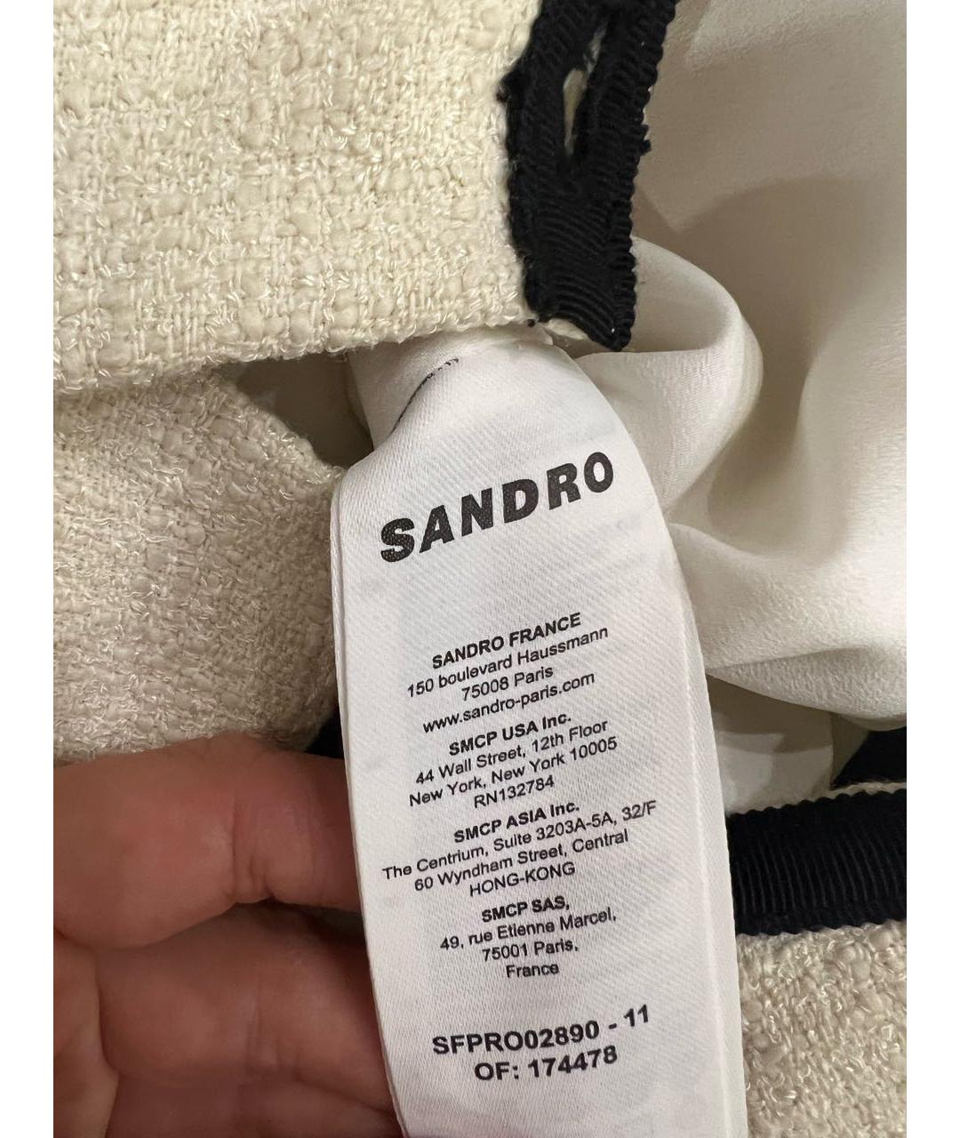 SANDRO Белое твидовое повседневное платье, фото 3