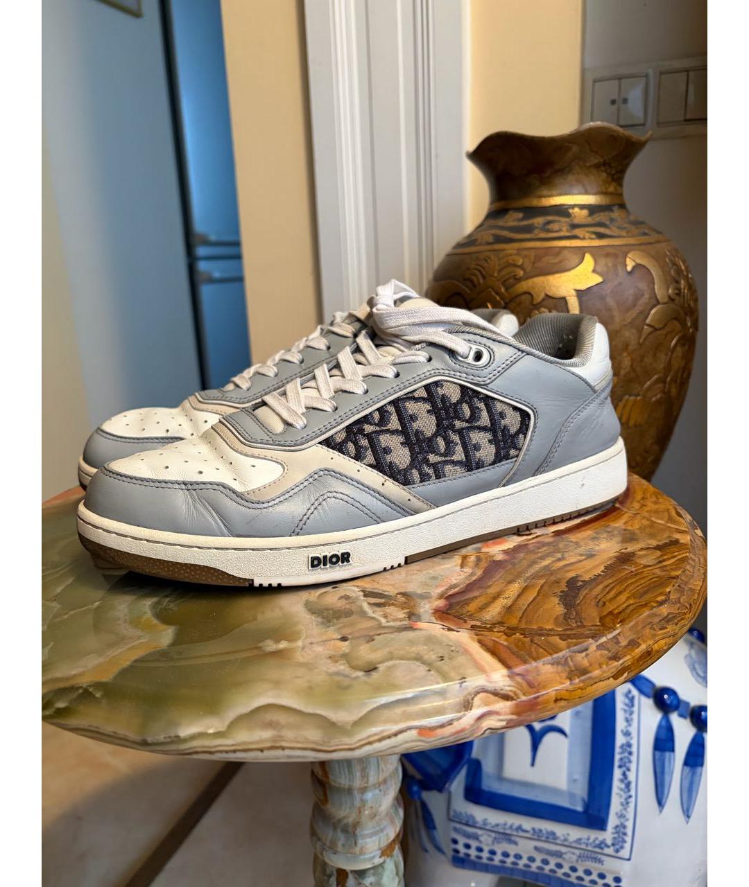 CHRISTIAN DIOR Серые кожаные низкие кроссовки / кеды, фото 7