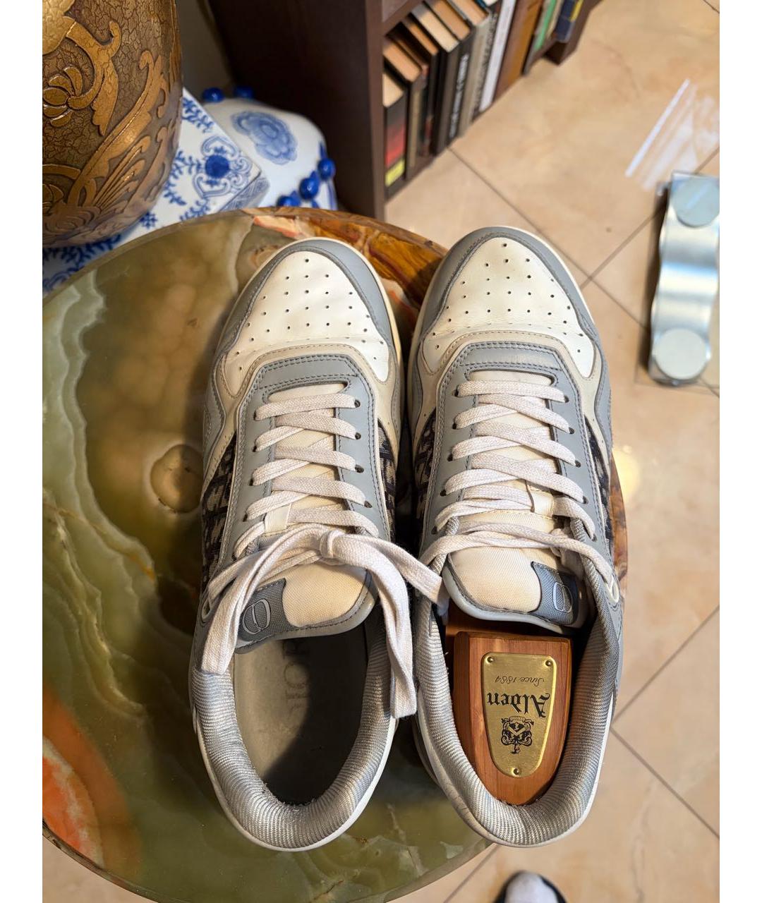 CHRISTIAN DIOR Серые кожаные низкие кроссовки / кеды, фото 4