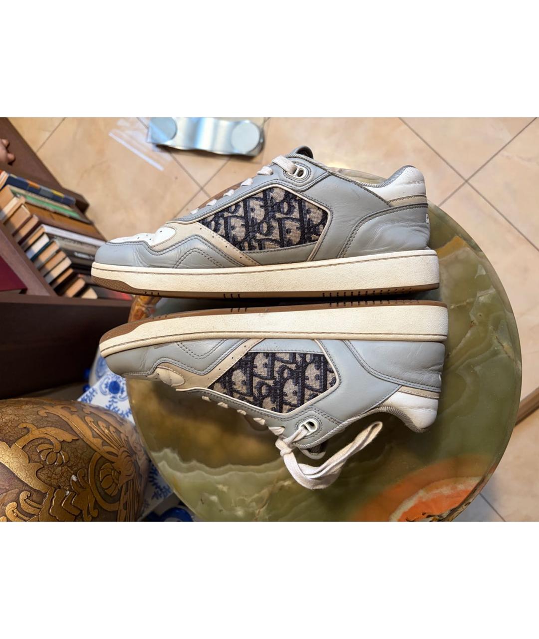 CHRISTIAN DIOR Серые кожаные низкие кроссовки / кеды, фото 3