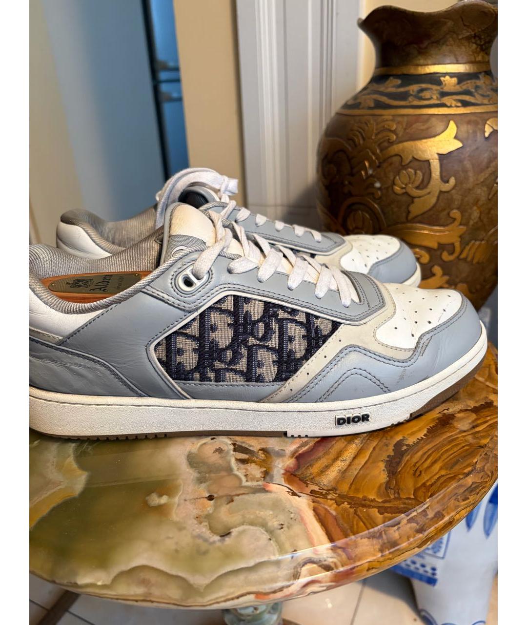 CHRISTIAN DIOR Серые кожаные низкие кроссовки / кеды, фото 2