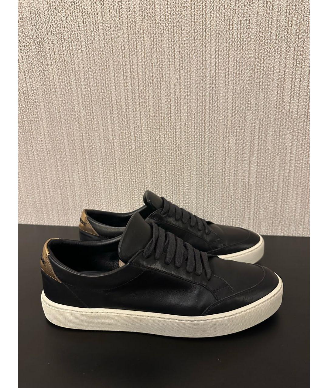 BURBERRY Черные кожаные кеды, фото 9