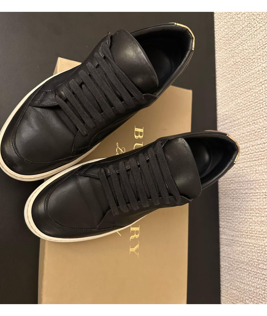 BURBERRY Черные кожаные кеды, фото 8