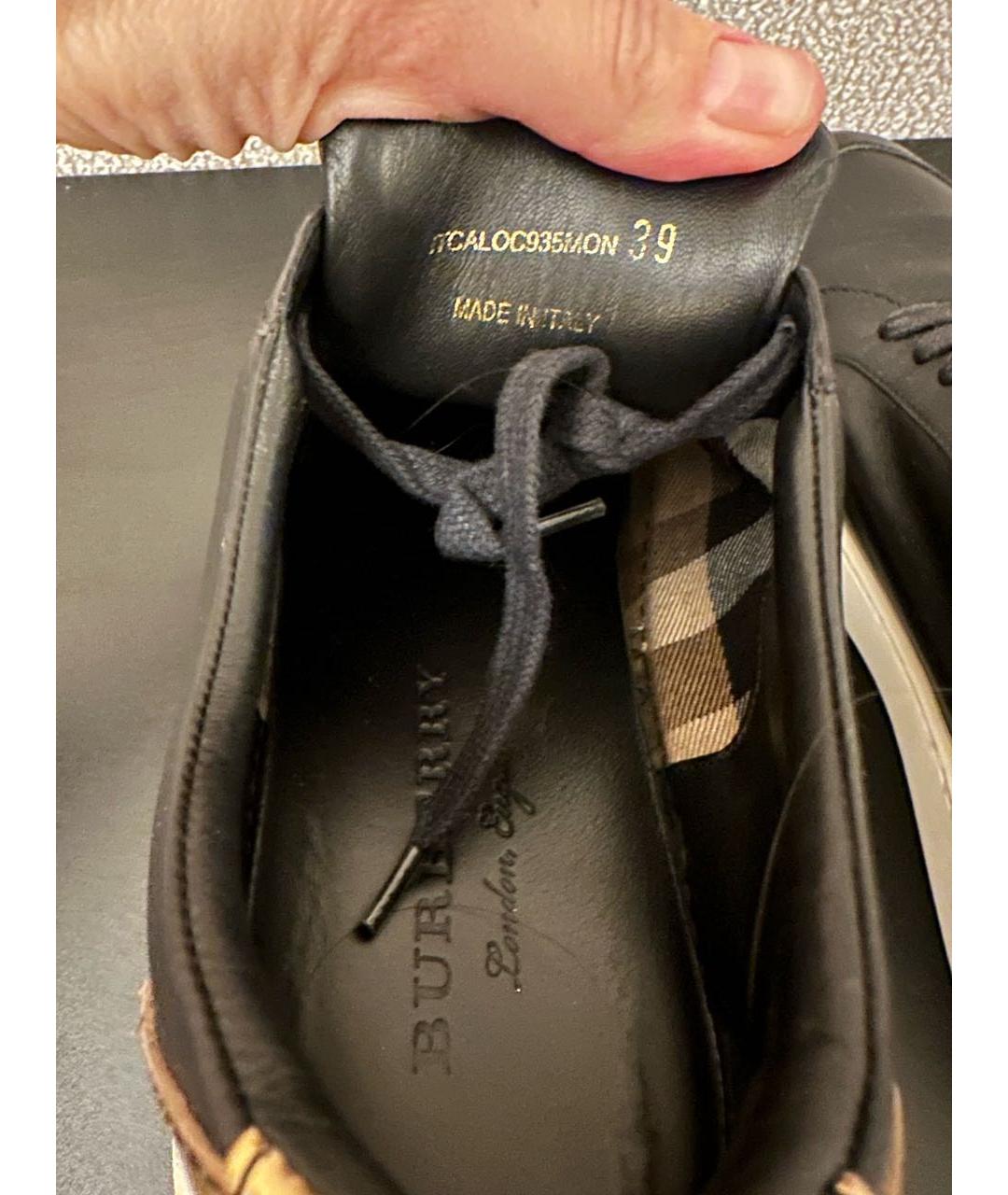 BURBERRY Черные кожаные кеды, фото 6