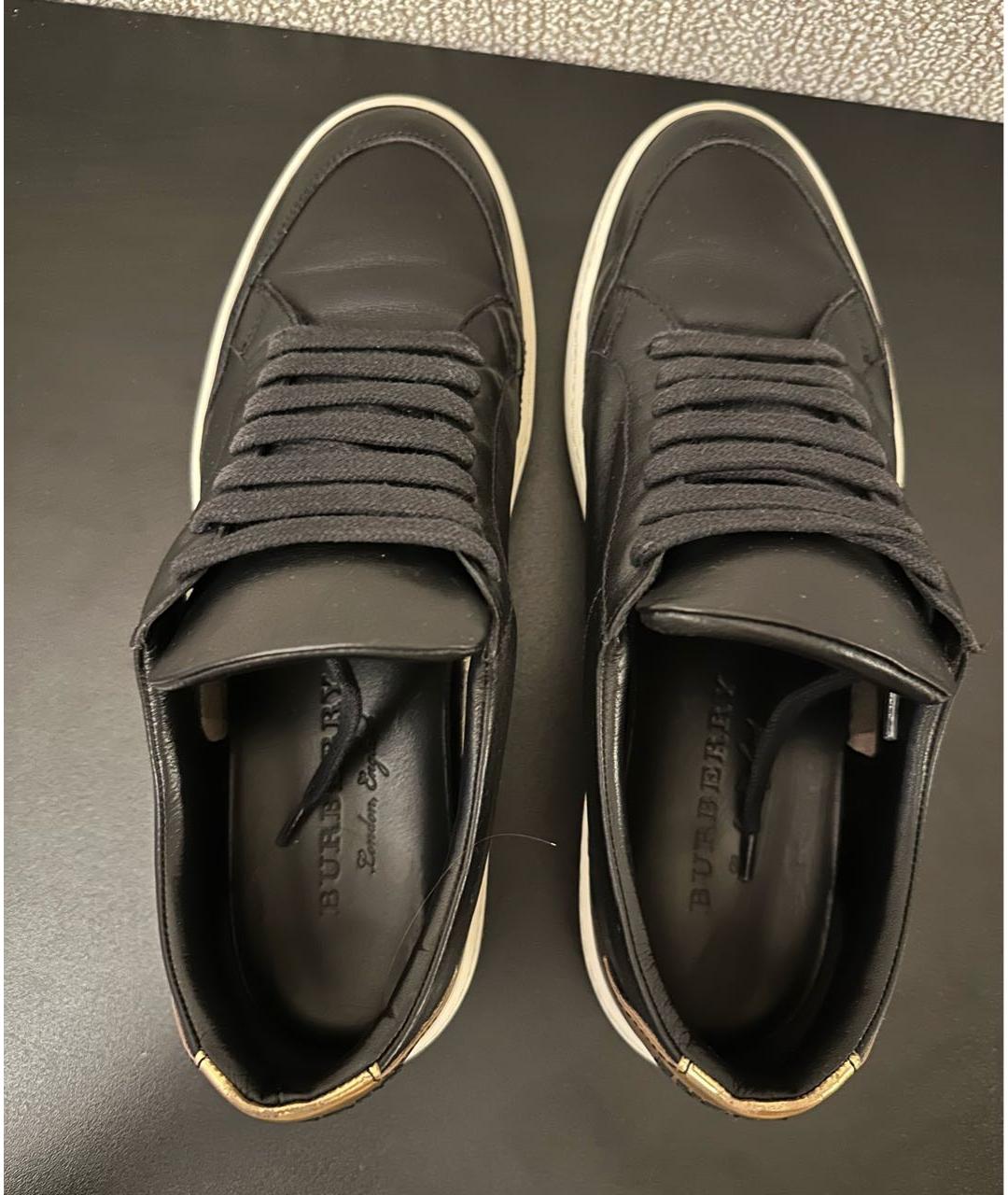 BURBERRY Черные кожаные кеды, фото 3