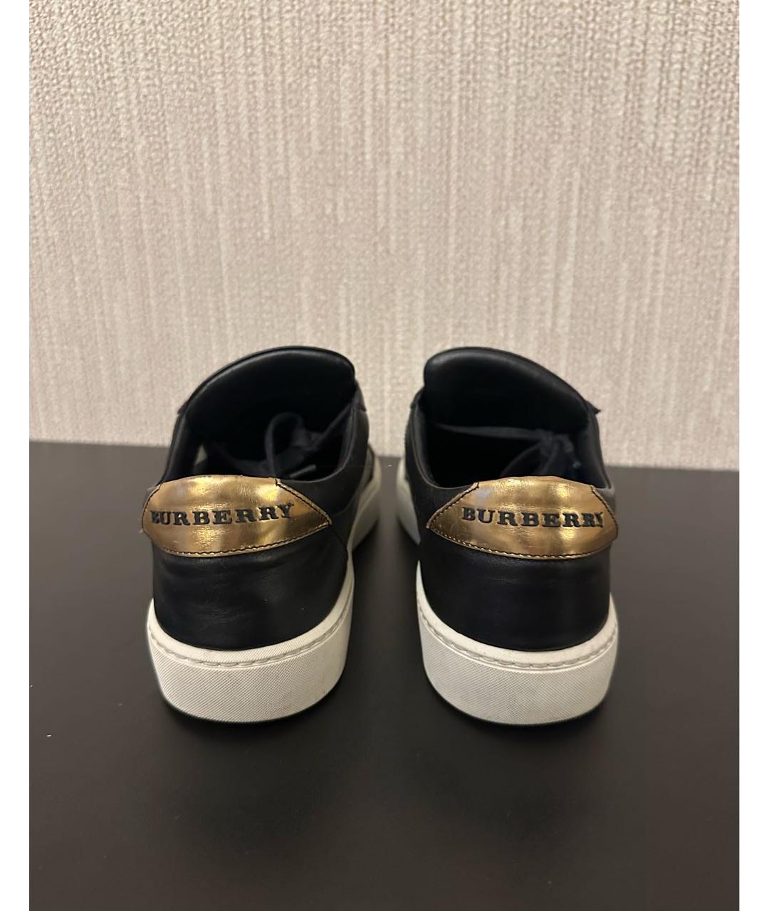BURBERRY Черные кожаные кеды, фото 4