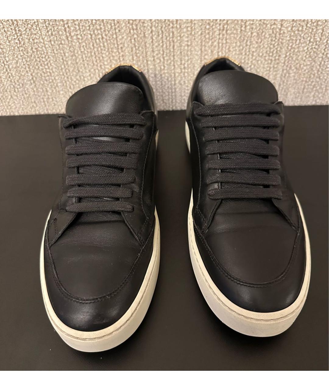BURBERRY Черные кожаные кеды, фото 2