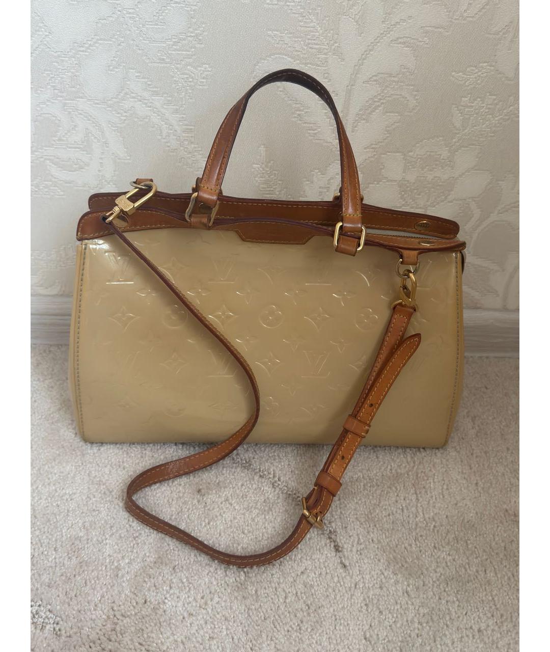 LOUIS VUITTON Бежевая кожаная сумка через плечо, фото 5