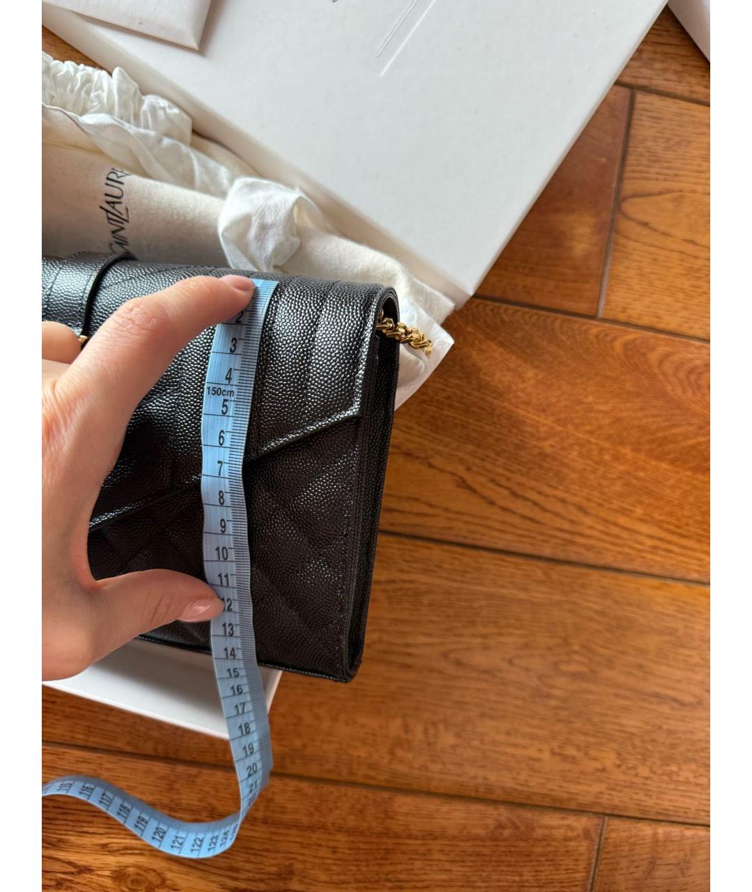 SAINT LAURENT Черная кожаная сумка через плечо, фото 3