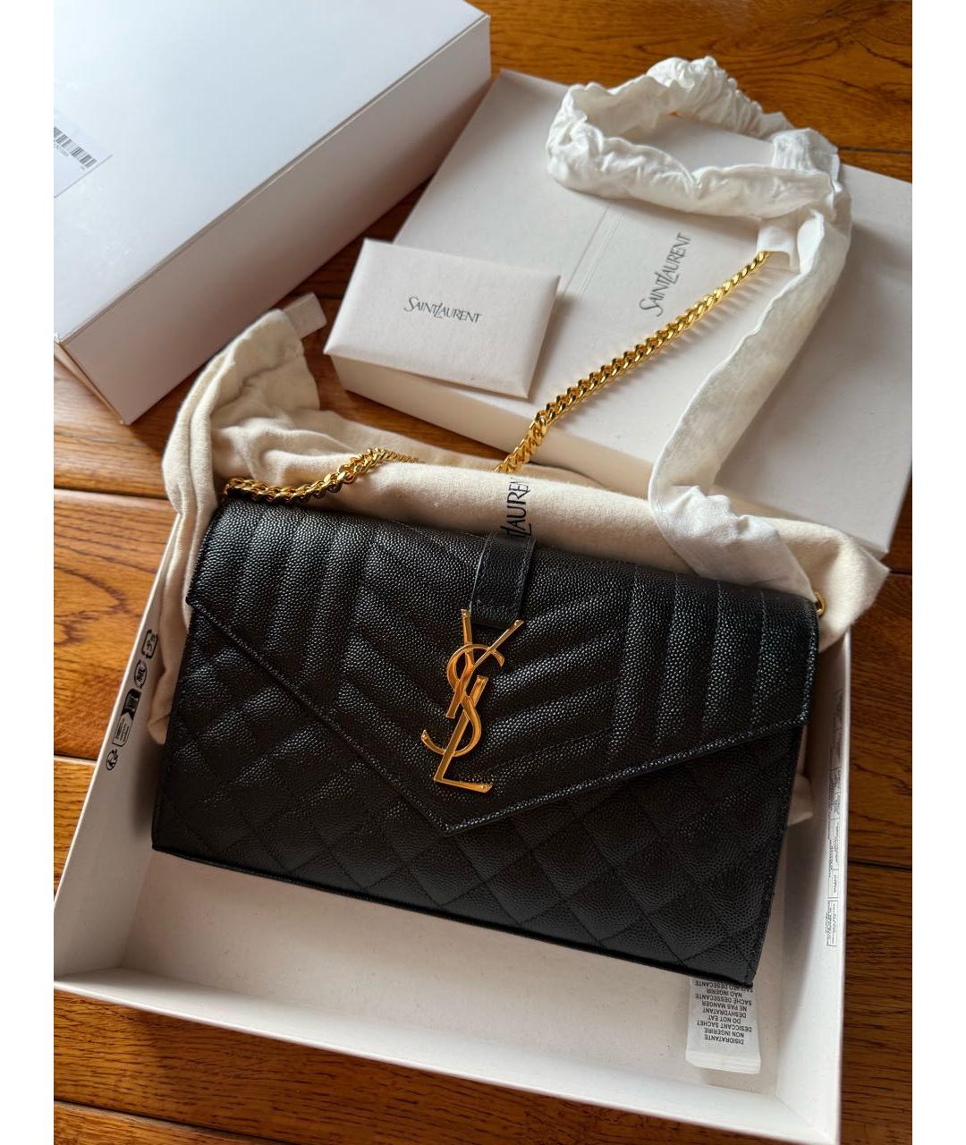 SAINT LAURENT Черная кожаная сумка через плечо, фото 6