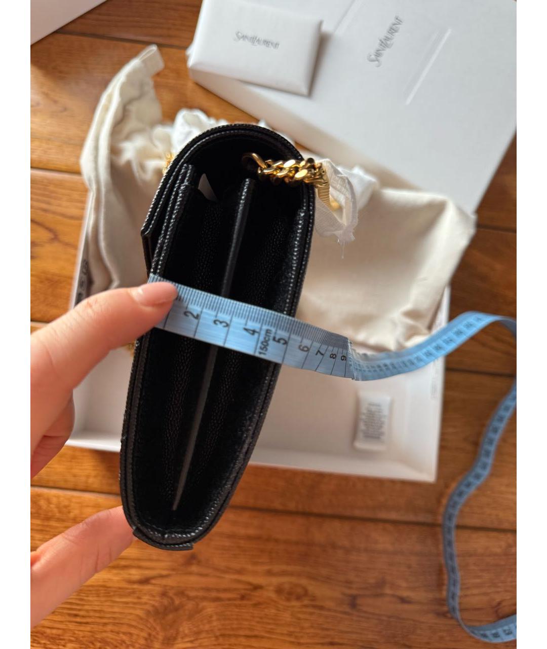 SAINT LAURENT Черная кожаная сумка через плечо, фото 4