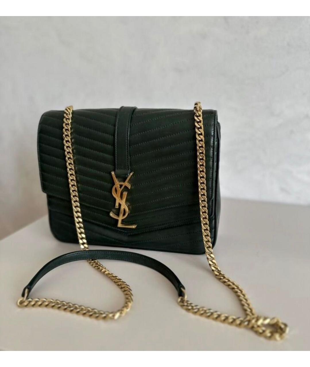 SAINT LAURENT Зеленая кожаная сумка через плечо, фото 2