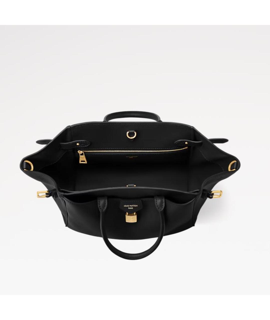 LOUIS VUITTON Черная кожаная сумка тоут, фото 4