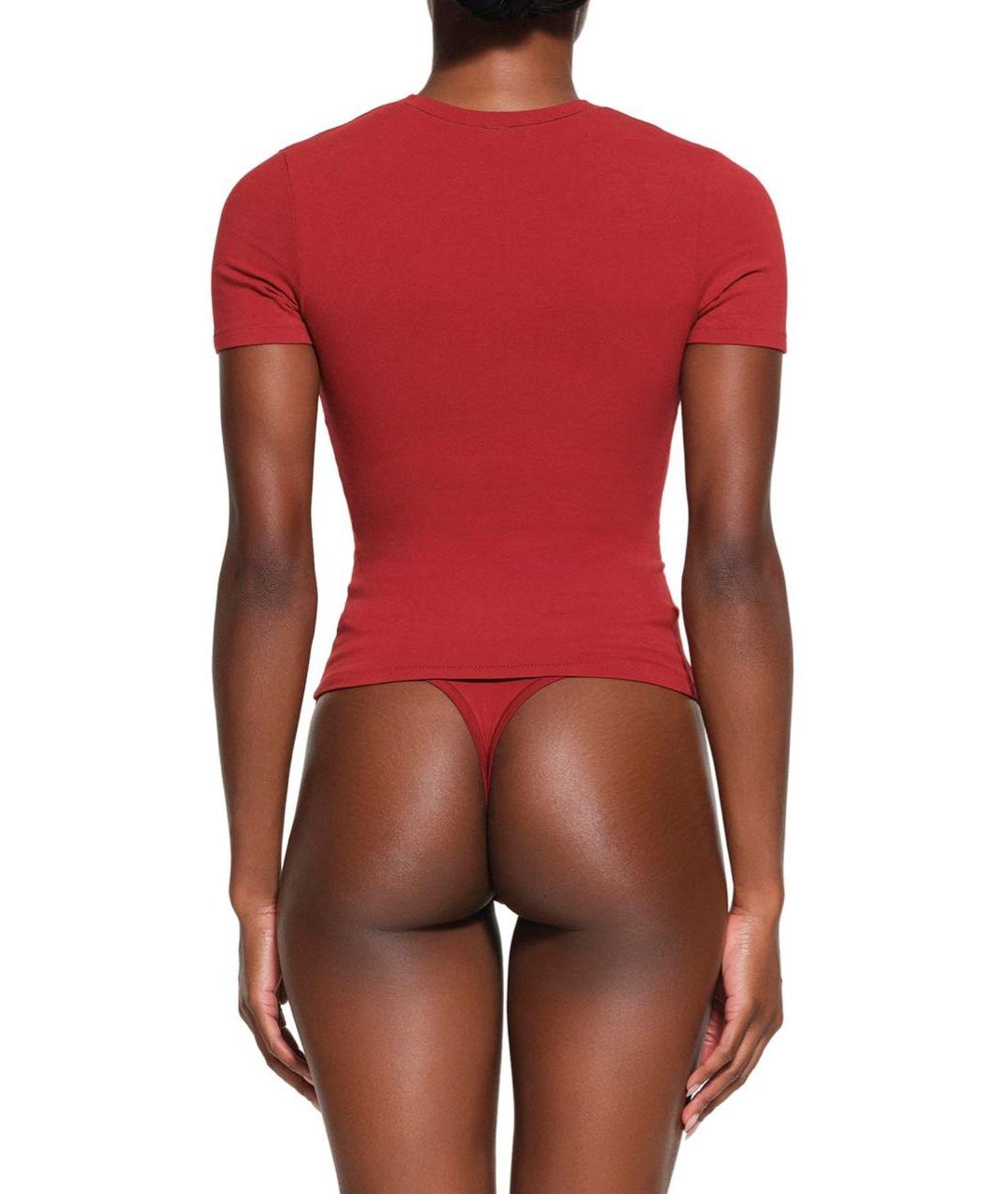 SKIMS Красная синтетическая футболка, фото 4