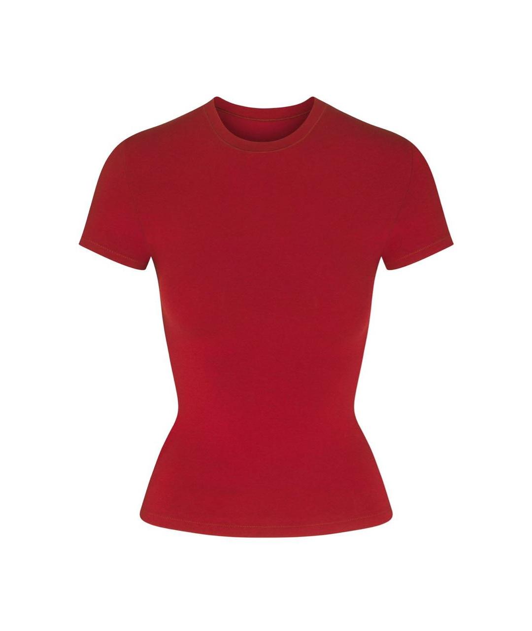 SKIMS Красная синтетическая футболка, фото 1