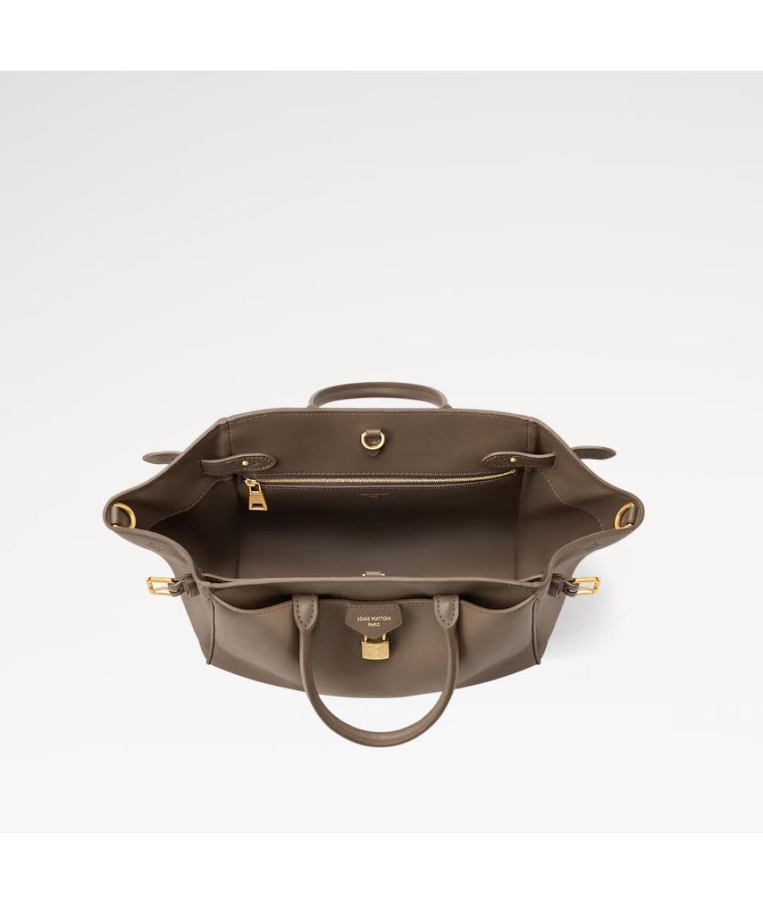 LOUIS VUITTON Бежевая кожаная сумка тоут, фото 3