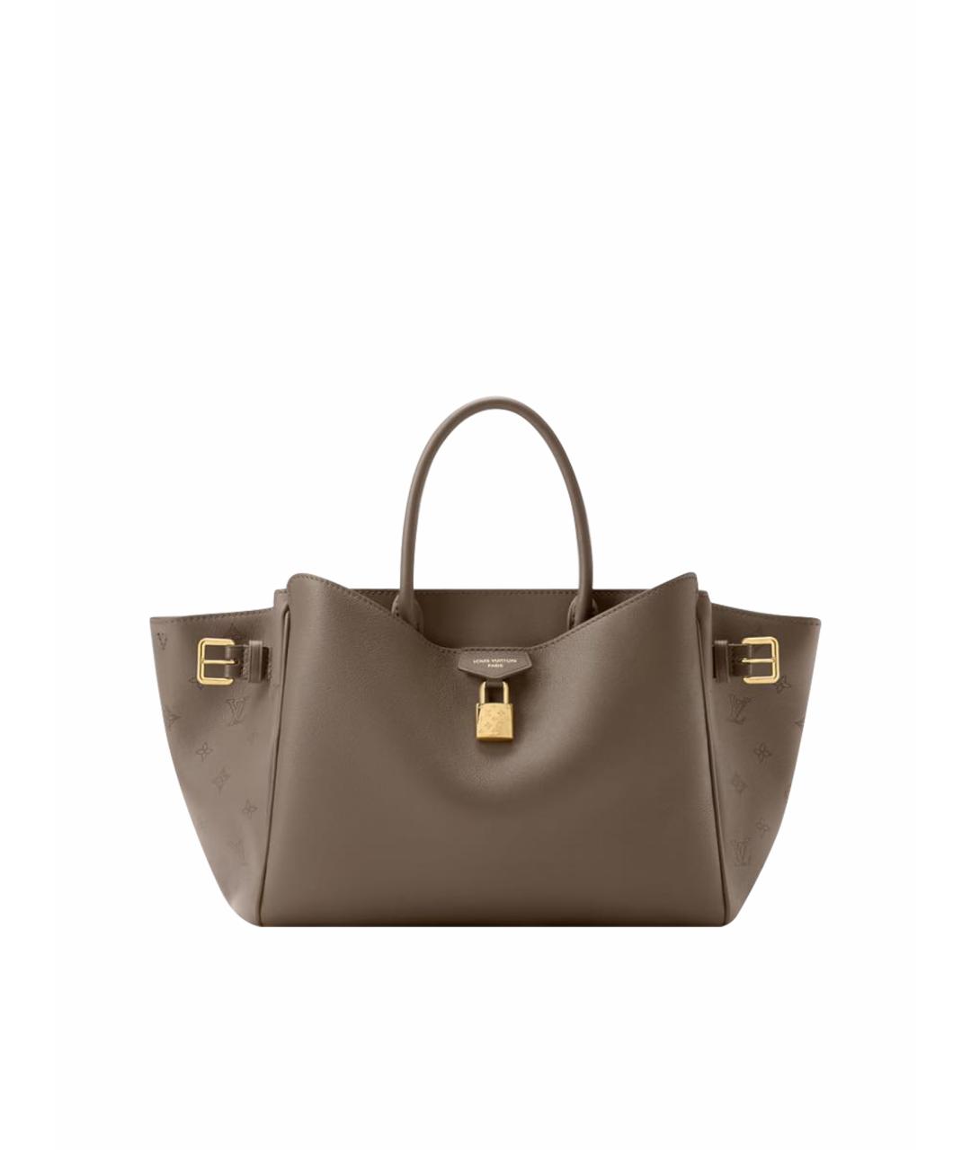 LOUIS VUITTON Бежевая кожаная сумка тоут, фото 5