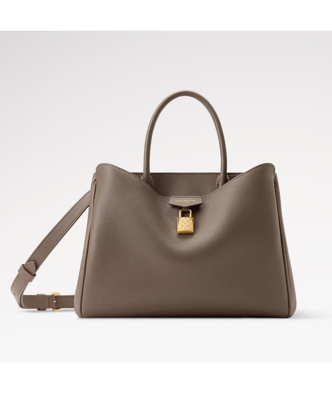 LOUIS VUITTON Бежевая кожаная сумка тоут, фото 4