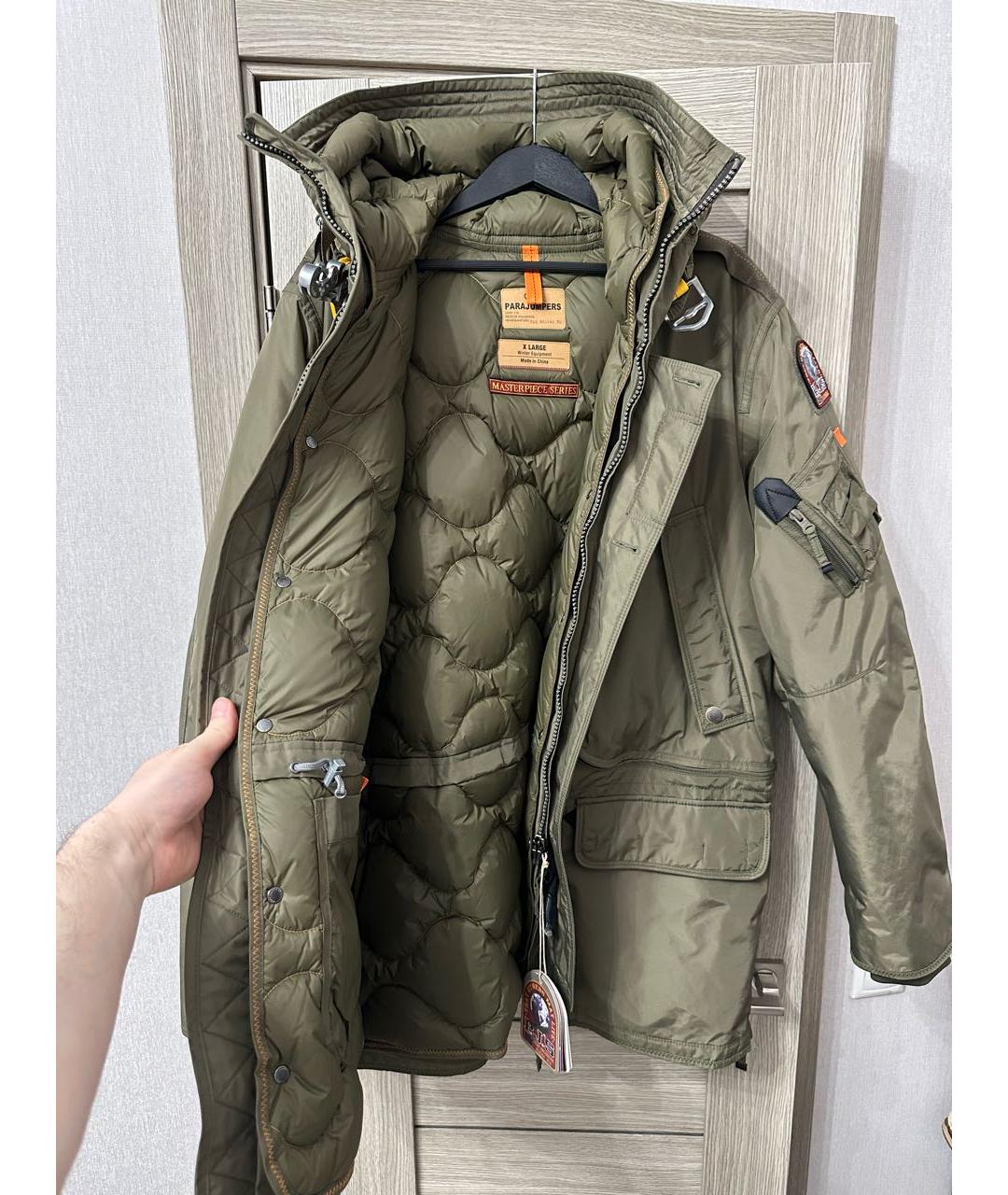 PARAJUMPERS Хаки полиамидовый пуховик, фото 4