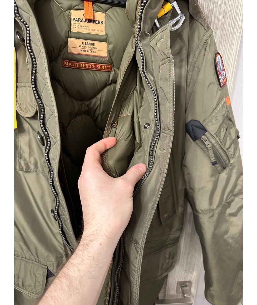 PARAJUMPERS Хаки полиамидовый пуховик, фото 6