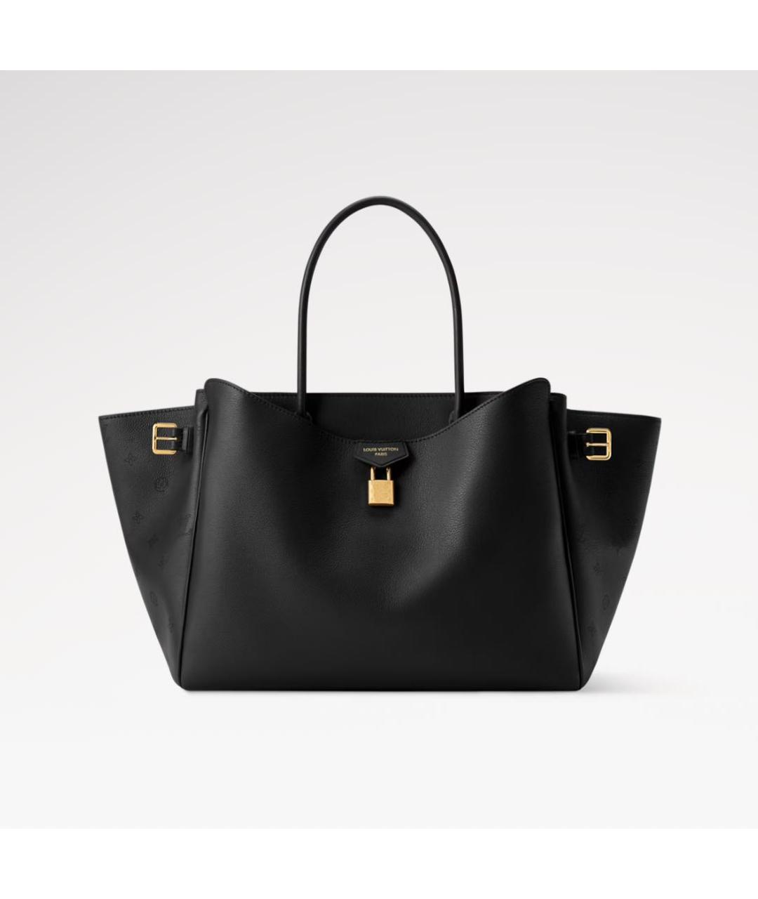 LOUIS VUITTON Черная кожаная сумка тоут, фото 5