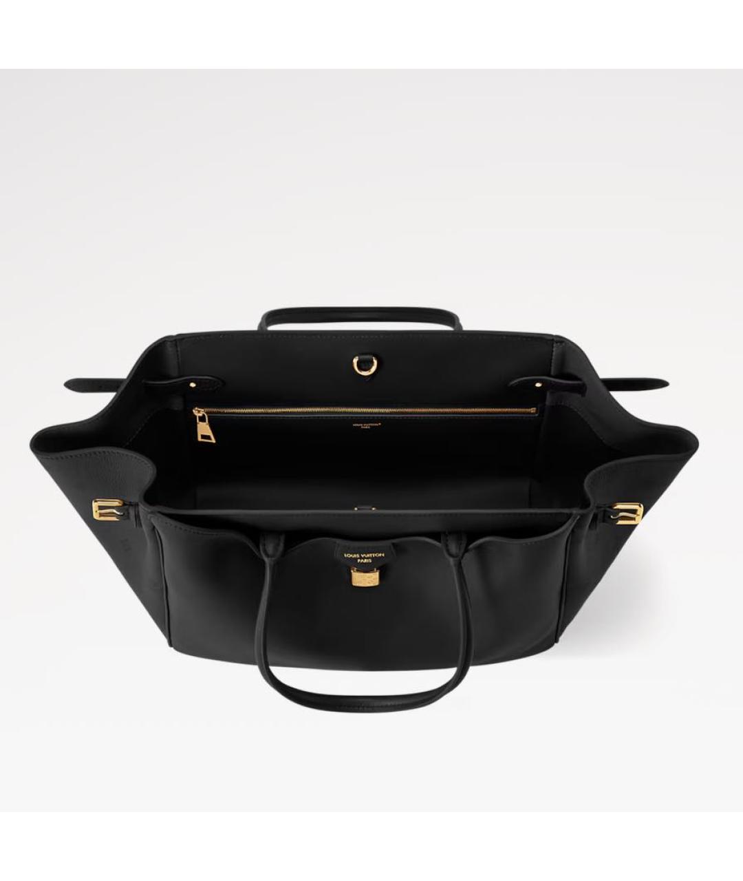 LOUIS VUITTON Черная кожаная сумка тоут, фото 3