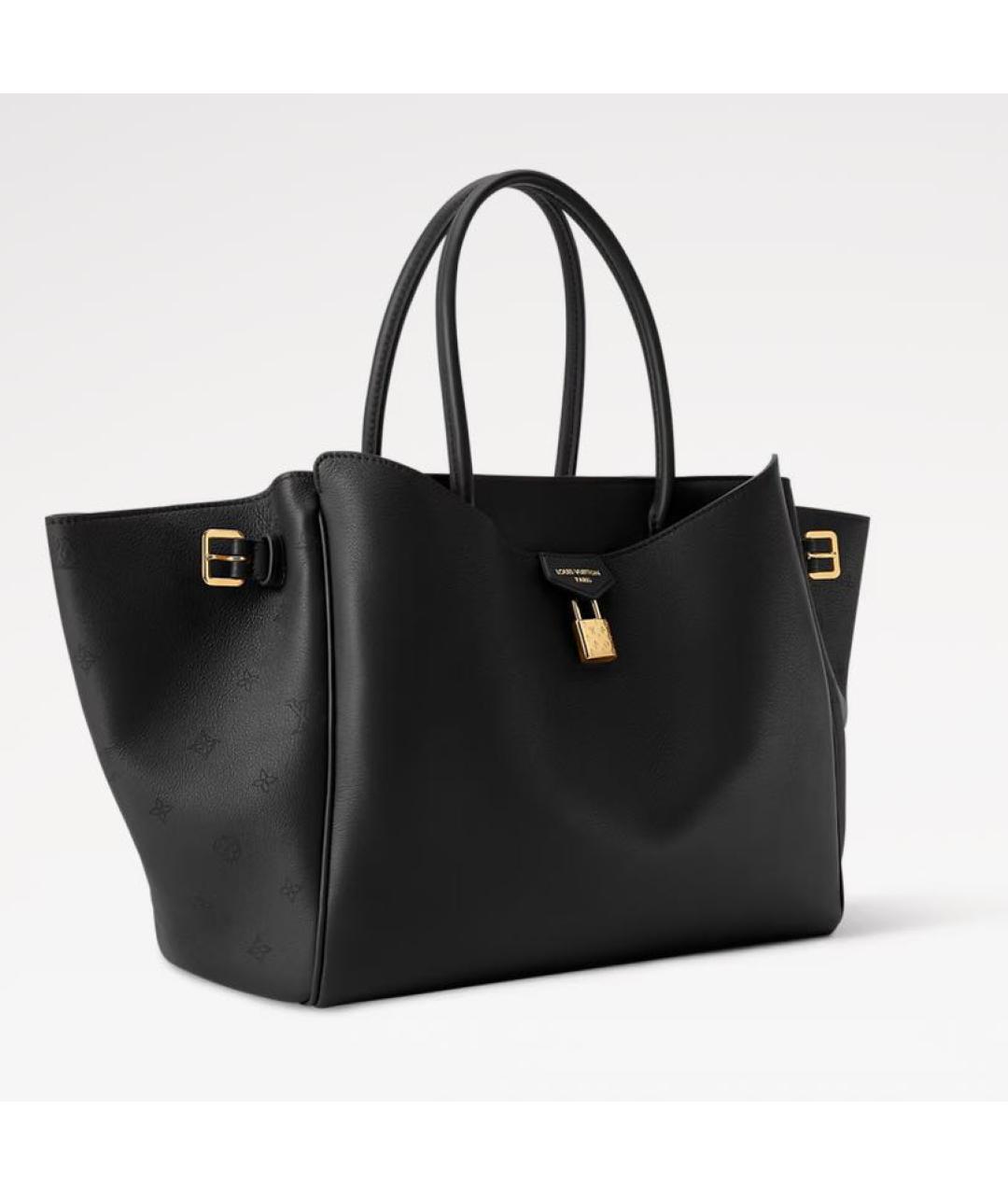 LOUIS VUITTON Черная кожаная сумка тоут, фото 2