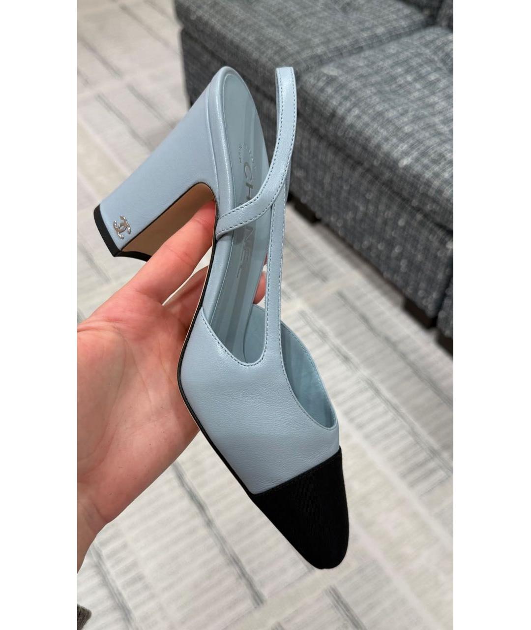 CHANEL Голубые кожаные туфли, фото 2