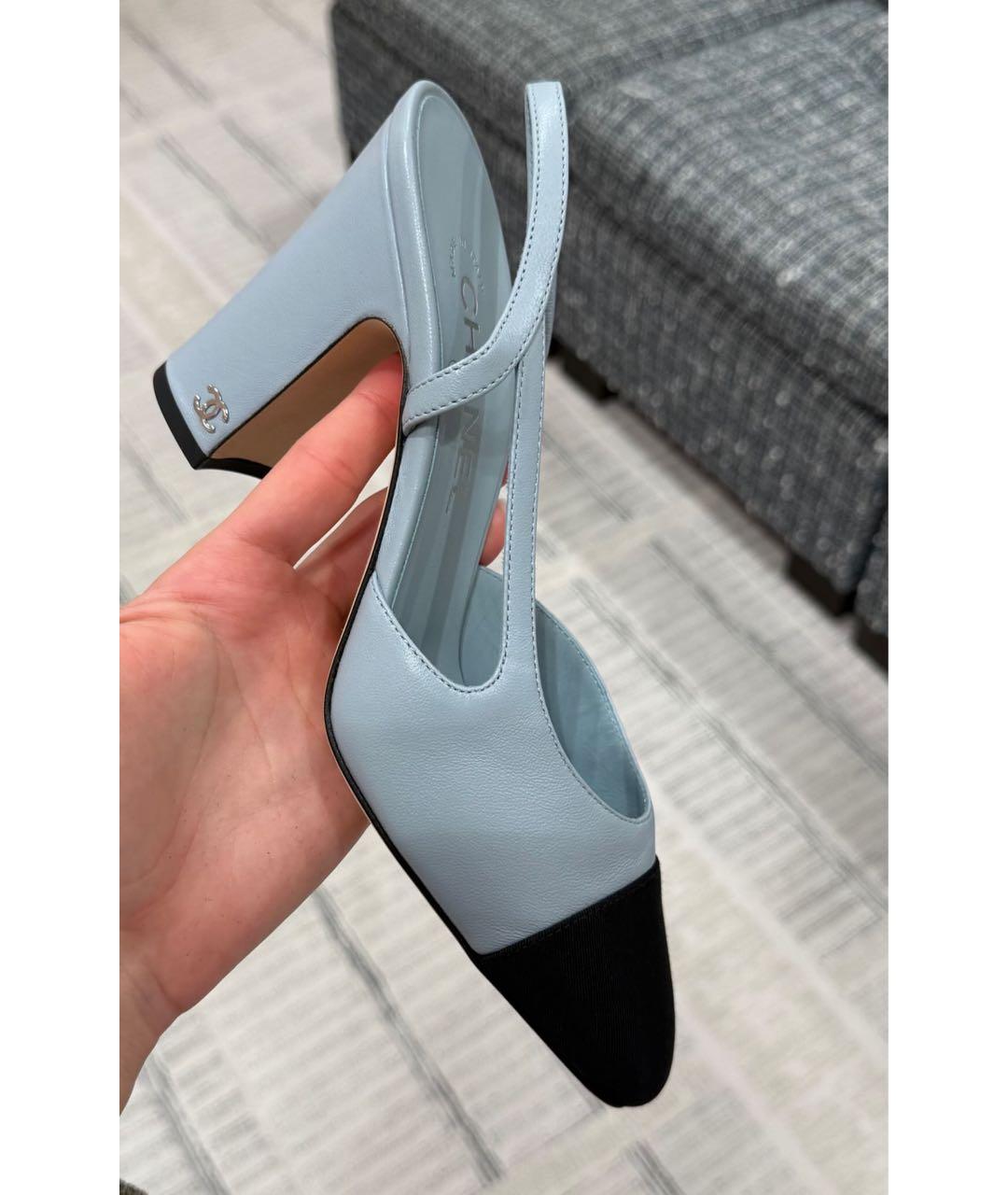 CHANEL Голубые кожаные туфли, фото 3
