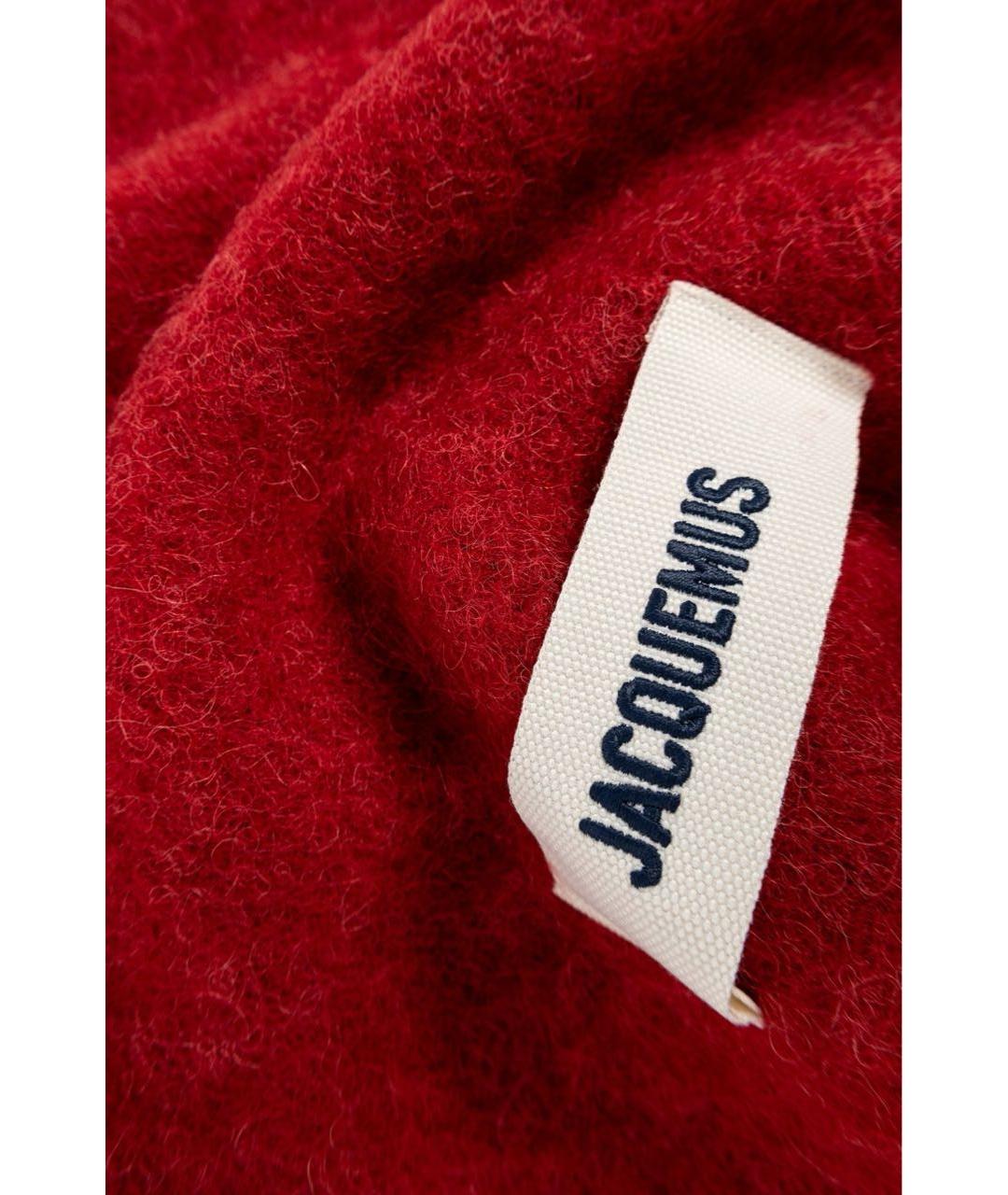 JACQUEMUS Бордовый шерстяной шарф, фото 2