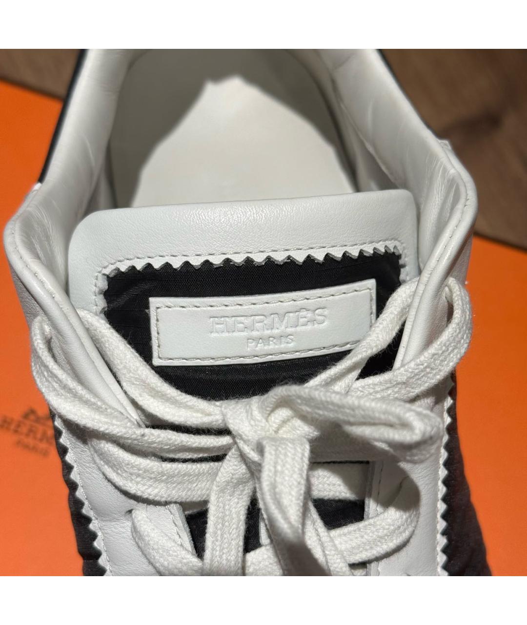HERMES Белые кожаные высокие кроссовки / кеды, фото 6
