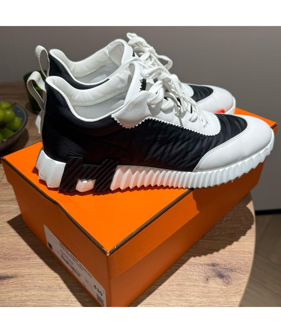 HERMES Белые кожаные высокие кроссовки / кеды, фото 3