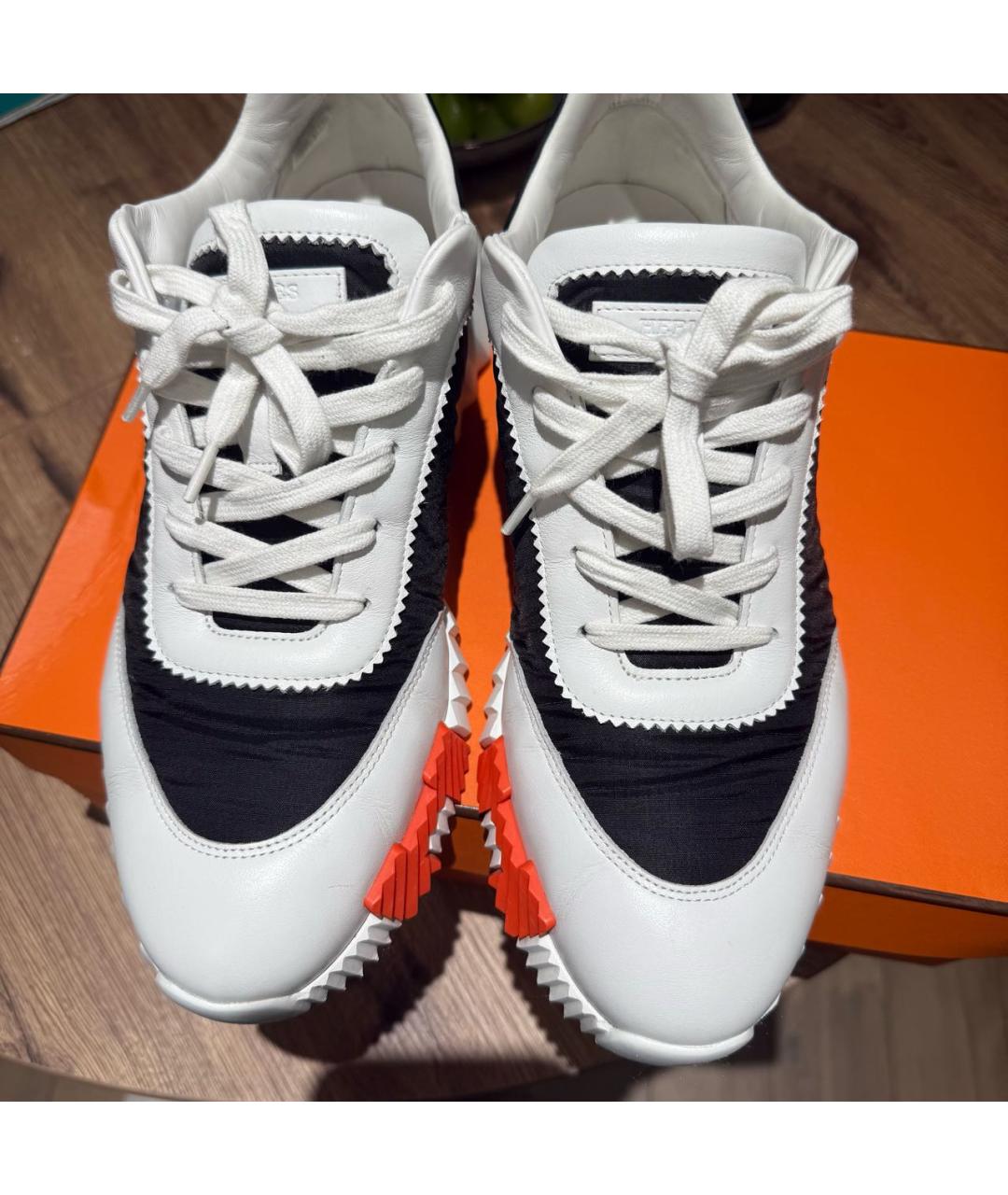 HERMES Белые кожаные высокие кроссовки / кеды, фото 4