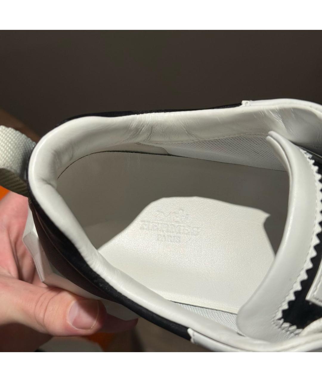 HERMES Белые кожаные высокие кроссовки / кеды, фото 7