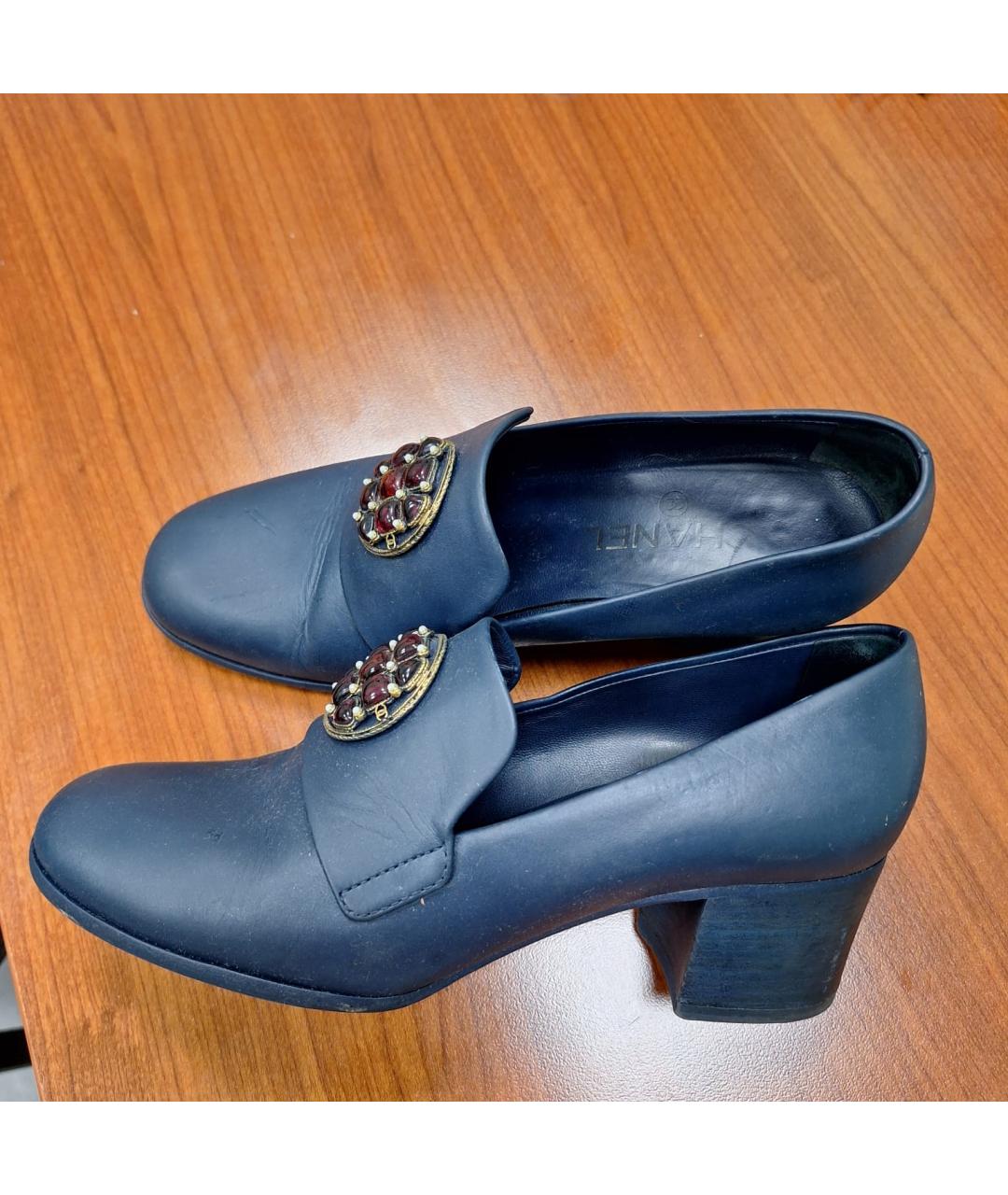CHANEL Темно-синие кожаные туфли, фото 7